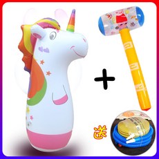 台灣出貨 大號95cm充氣恐龍不倒翁玩具兒童PVC氣球健身卡通拳擊禮品, 85cm獨角獸+打氣筒+65cm錘, 1個