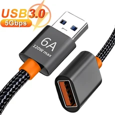 6A USB 3.0 / 2.0 연장 케이블 남성-여성 연장 케이블 고속 USB 3.0/2.0 노트북 PC USB 3.0 확장용 확장, 02 1미터, 01 검정색