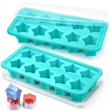 Webake Star 뚜껑이 있는 아이스 큐브 트레이 냉동고용 실리콘 스타 몰드 2팩 칵테일 위스키 및 차가운 음료용 재사용 가능한 트레이 234406, Webake Star 뚜껑이 있는 아이스 큐브 트레이,
