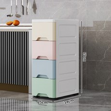 플라스틱 슬림 틈새 수납장 15cm 25cm 주방 욕실 거실용, 25CM | 마카롱 | 4겹