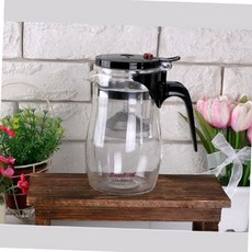 내열유리 표일배 버튼형 여과기 거름망 티포트 700ml 찻주전자 다관 내열유리티포트 유리다관, 1개, 투명계열