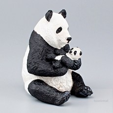 HM 팬더와 아기팬더 피규어 야생동물시리즈 앉아있는팬더와아기팬더모형피규어, 1개