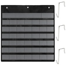 4개 벽걸이형 천 월간 달력 포켓 차트 시간 관리 수납 가방 (후크 포함 블랙 630x605x2.8mm 구멍 크기: 7.9mm), 검정색