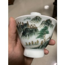 手繪深山小居蓋碗 功夫茶碗 180毫升純手工, 商品主圖, 1個