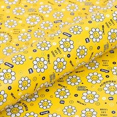 삼삼닷컴 크리스마스포장지 스마일 플라워 메탈 롤포장지 85x75cm, 1개, 옐로우