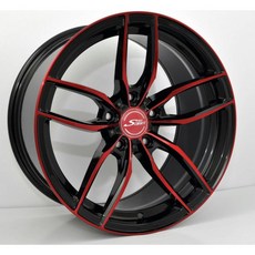 FK鋁圈 17吋 5/108 S1602 亮黑底紅透明漆車面, 1個