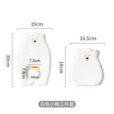 북극곰 꿀단지 곰돌이 통통이 입체 접시 홈카페 브런치 플레이팅 그릇, 스노우 SET