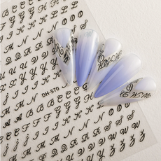 총총마켓 고퀄리티 네일 아트 스티커 알파벳 레터링 필기체, 1개, 블랙