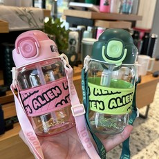 吸管兒童水杯上學專用，防摔耐熱塑料水壺，小學生直飲杯子, 580ml【綠色】一嘴兩用,標配, 1個