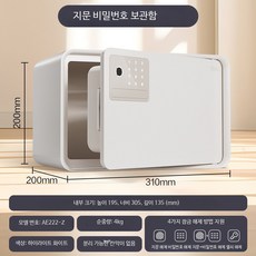 소형 가정용 도난방지 지문인식 금고 스틸 보석 보관함, 지문 비밀번호 화이트 높이 20cm