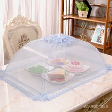 寵家運動收藏鋪 新款北歐純色加密防蒼蠅蓋罩圓形長方形飯罩可折疊蓋罩 家用, 1個, 雛菊灰70厘米（5-6盤）,拍下送粘鉤