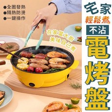 多功能不沾電烤盤 兩檔切換 燒烤煎煮 22公分塗層 保護斷電 分離式電源 110V