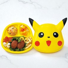 포켓몬 피카츄 캐릭터 얼굴 식판 3절 트레이 아기 유아 식판, 1개