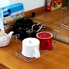 스텐 오로라 컵걸이 스테인리스 컵랙 주방 수납 보관 컵홀더 주방용품 정리 커피컵 걸이, 6구