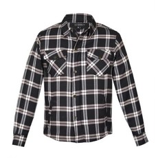 STOCKODEA 남성용 파워스포츠 보호 셔츠 - 블랙 & 화이트 격자무늬 플란넬 라이딩 셔츠 CE 아머 포함 XL 149519, XXL, 블랙/브라운 체크 무늬