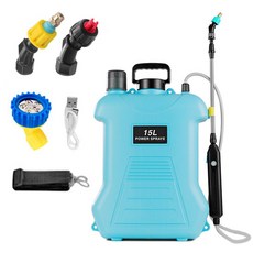 JSMiT 농약분무기 15리터 동력 충전식 고압 세차 압축 전동 충전 자동 전기 살포기 [국내 배송], 파란색15L, 1세트