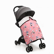 愛北鼻 多功能防風保暖毯 嬰兒推車蓋毯 寶寶外出防風毯, 粉彩虹熊貓73x83cm(內層羊羔絨