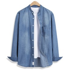 MONIZ 亨利領單口袋牛仔襯衫 SHT262