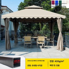 더엘픽 방가로 바베큐장 천막 전원주택, 4x4 10cm 카키 + 측면 커튼