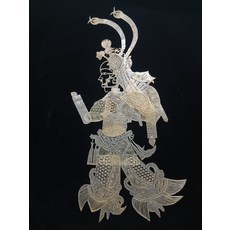 皮影 巾幗英雄 穆桂英 上等牛皮 純手工雕刻 高53cm 收藏, 如圖所示, 1個