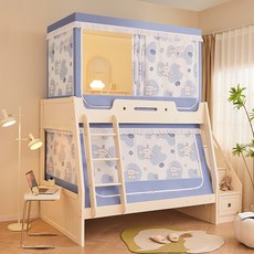 兒童帳篷床簾 雙層床蚊帳 可愛卡通印花防蚊紗簾, 恐龍當家,伸縮烤漆帶牀簾上鋪：寬90長190高11