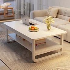 BYOU 모던 간이 거실 테이블 선반형 소파테이블 800 1000 1200, 화이트100cm