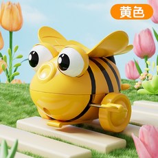翻滾小蜜蜂發條玩具 嬰幼童益智玩具 360度翻滾特技 光滑圓潤設計, 1個, 黃色