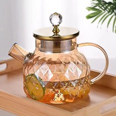 耐高溫玻璃金鑽蘭陵壺, 1000ml金鑽蘭陵壺 琥珀色 小號, 1套, 1000L