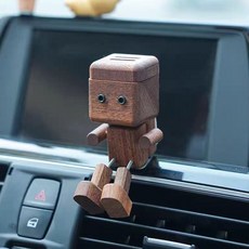BIKASU 귀여운 나무로 만든 로봇 차량용 방향제 새차선물 인테리어용품, 1개, 월넛