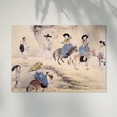 40. 신윤복 - 연소답청 ; 젊은이들의 봄놀이 민화 한국화 풍속화 신윤복 김홍도 정선 신명연 신사임당 캔버스 포스터 인테리어, A4 포스터(210 x 297mm)