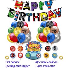 생일 파티 학예회 이벤트 할로윈 용품 어벤져스 풍선 스파이더맨 아이언맨 헐크 슈퍼 히어로 장식 식기 배너 배경, Other, 1Set M