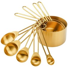 SHIKORI 스테인리스 스틸 계량 컵과 스푼 9개 세트 쌓을 수 있는 컵 및 주방 요리 베이킹 건조 액체 재료 측정 기능이 식기 세트 121927, SHIKORI 스테인리스 스틸 계량 컵과 스푼 9개 세