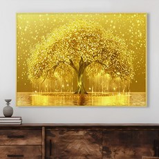 [인메이블] 황금 골드 돈들어오는 돈나무 그림 액자 거실 복도 인테리어 개업 집들이 선물, 캔버스액자
