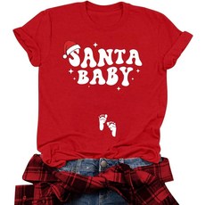 임산부 크리스마스 셔츠 여성용 Bumpin'Around The Christmas Tree 셔츠 귀여운 임신 발표 티 탑 레드 2 S