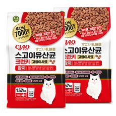 챠오츄르 전연령 고양이 스고이 유산균 크런키 건식사료, 참치, 1.52kg, 2개