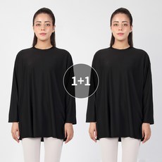 조이할리 오버핏 긴팔 운동복 2장세트 요가 필라테스복 커버업 롱 티셔츠 상의 박스티 빅사이즈