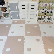 초탄탄토퍼 잠숲공 제작 매트리스 바닥 침대 거실 라지킹토퍼 슈퍼싱글, 곰(오프화이트) - 컬러 블로킹