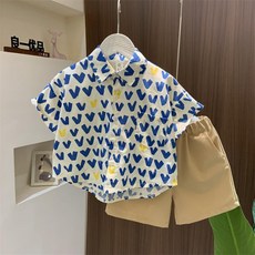 男孩 百搭 愛心襯衫 夏季男童短袖兒童帥氣 韓版 洋氣潮款寶寶T恤