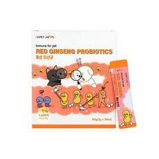【韓國原裝RESPET】多功能紅蔘寵物益生菌2g*30包/盒 貓狗通用 四年根紅蔘 75億乳酸菌 歐洲食品藥物局認證, 60g, 5個, 腸道健康/乳酸菌
