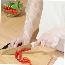 흘러내림 방지 밴딩 롱 일회용 비닐 위생장갑 주방 요리 김장용 스마트폰 터치 롱위생장갑, 투명, 1개