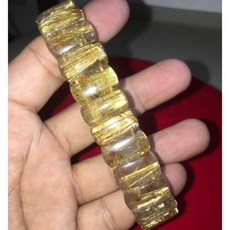 頂級白底金黃鈦雙面清料鈦晶手排, 1個, 17mm 59g, 59g