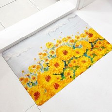아트리빙스 빨아쓰는 플라워 욕실 주방 발매트, 해바라기