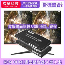 玄呈科技 KVM HDMI 畫面整合器 4進1出, 支援1080P