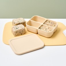 모던하우스 리빙 이중밀폐 올 실리콘 큐브 4구 베이지 KC0425043, 1개, 1L