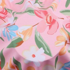 粉色大花印花棉綢/嫘縈 布料 細滑涼爽 幅寬145cm, 粉色
