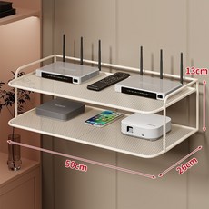 路由器機頂盒托架攝像頭置物架墻上壁掛式免打孔監控器路由器支架路由器支架放置架機頂盒托架插排固定支架路由器收納架wifi收, 白色-雙層50cm【加深款】, 1個