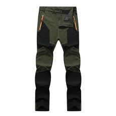 WEEK PROTECTION 男款戶外機能長褲 春秋防風防潑水速乾 彈力耐磨透氣登山褲 拼接設計 軍綠/黑色 3XL