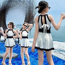 Toruva어린이 패셔너블 탱크 수영복 귀여운 허리 조임 디자인14세 이상