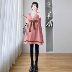 티류으스 임산부 여성 가을 코듀로이 투피스 원피스 베스트 세트 루즈핏 배 커버 Z092721