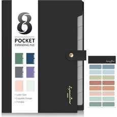 라벨이 있는 Suez 우아한 어코디언 파일 정리함 8개의 포켓 확장 폴더 문서용 휴대용 학교 사무용품용 귀여운 종이 편지 크기 버건디, Blush